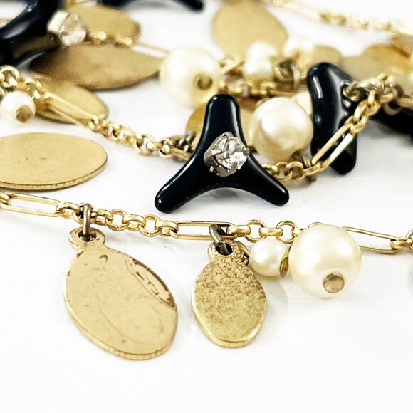 J. Crew Black Gold and Pearl Long Necklace - Picture 7 of 7